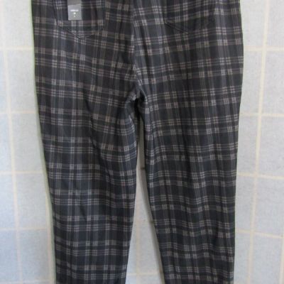 NWT JVINI Nadine West Black/Gray Plaid Polyester Blend Pants Women's L